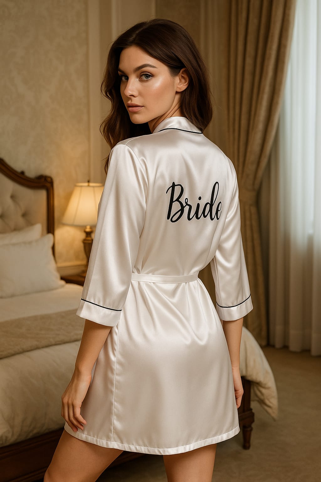 Satin Bride Robe in Pretty White - Private Lives