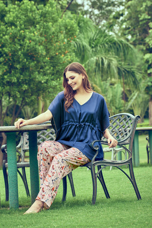Blue Satin Kaftan Night suit