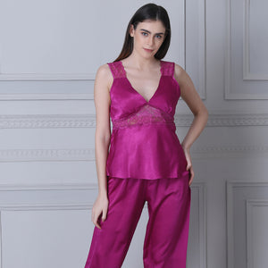 Satin Night suit with robe Private Lives