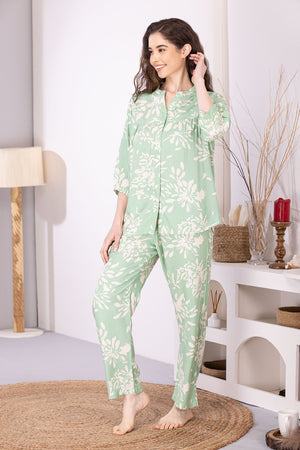 Green Rayon Night suit