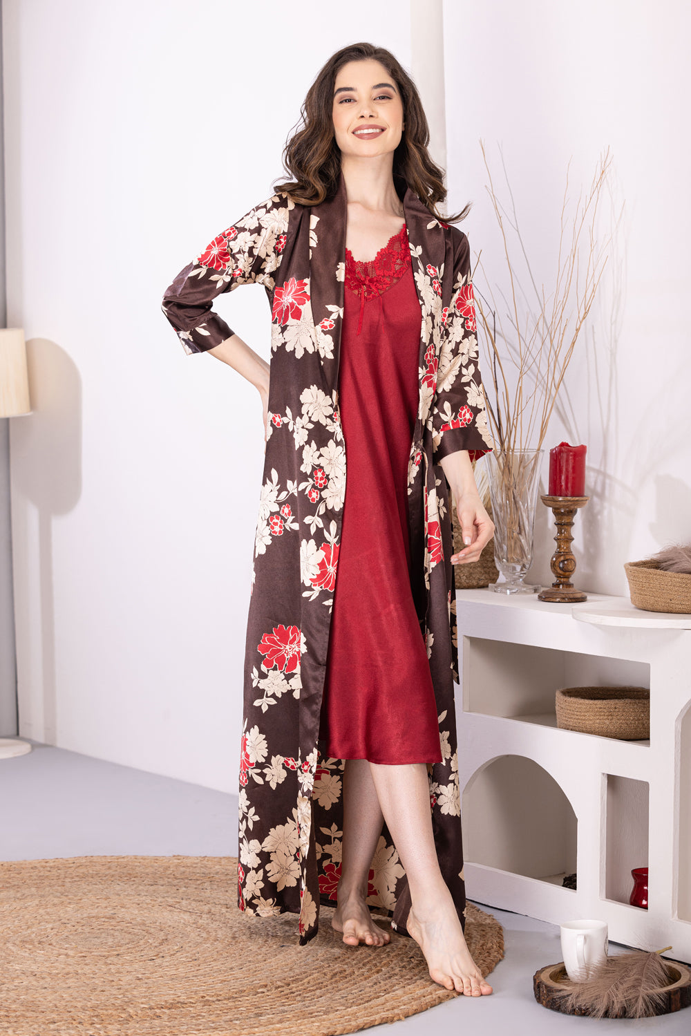 Printed Floral Nightgown set