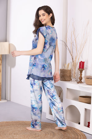 Double chiffon Printed Night suit