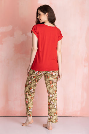 Knit cotton floral Night suit