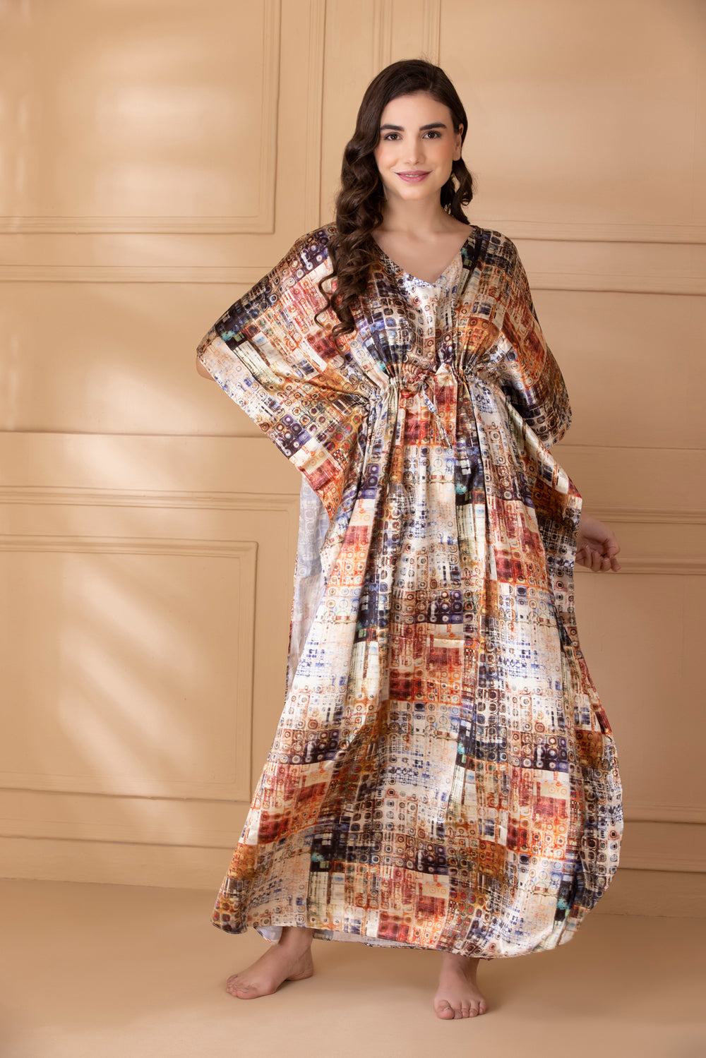 Printed Satin Kaftan