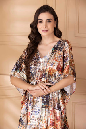 Printed Satin Kaftan