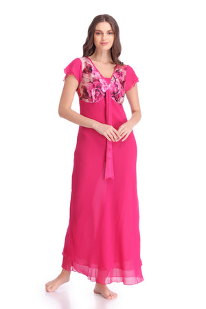 Hot Pink double chiffon Nighty