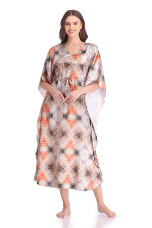 Printed Satin Kaftan