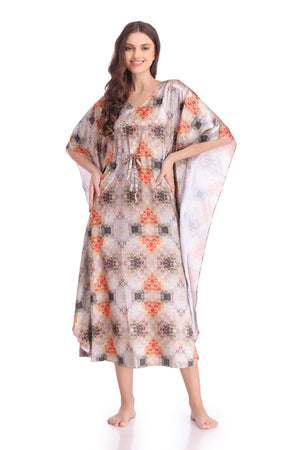 Printed Satin Kaftan