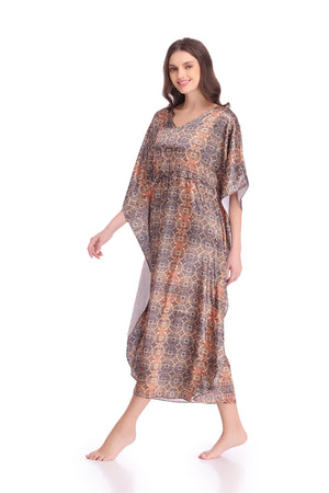 Printed Satin Kaftan