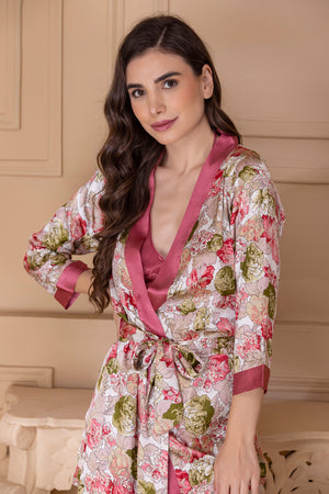 Floral Satin Set with crop top & skirt