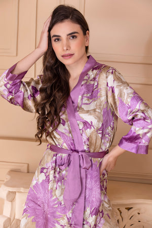 Floral Satin Nightgown set