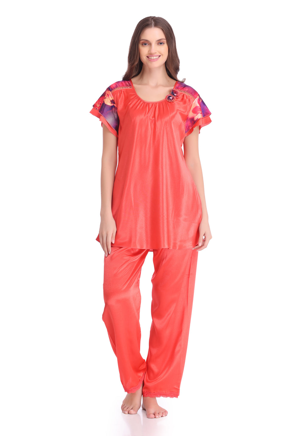 Plain satin Night suit
