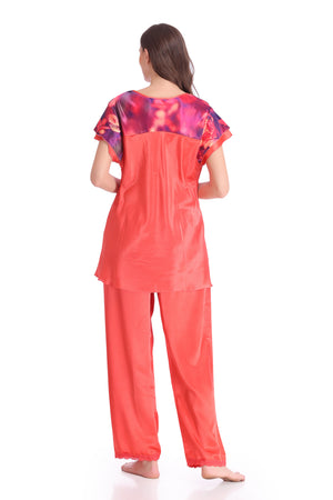 Plain satin Night suit