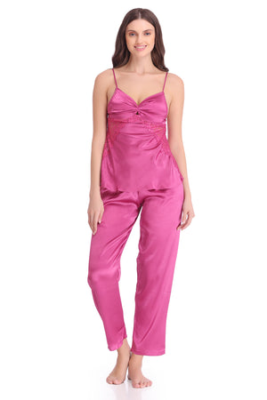 Satin Night suit with Printed Robe
