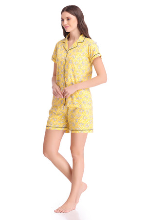 Printed Knit cotton Classic Collar Night suit