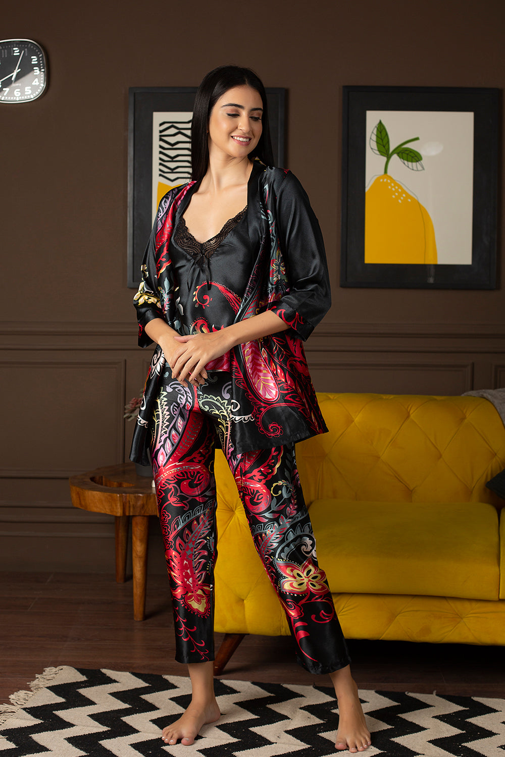 Xandra Satin Night suit with Wrap