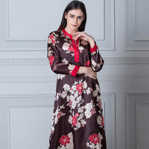 Printed Satin Full sleeve Nighty Private Lives