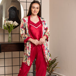 Satin Night suit with Print Robe Private Lives