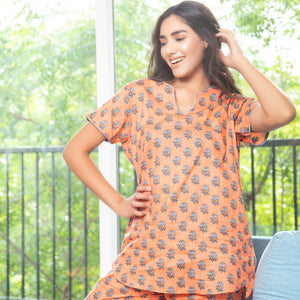 Pure Cotton Night suit Orange Color Private Lives