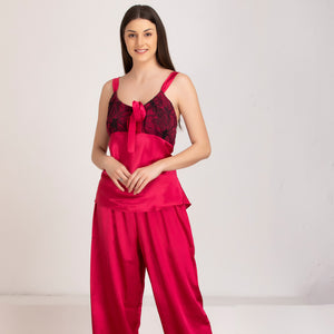 Satin night suit with Floral Robe Private Lives