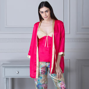Satin Strap top, Printed Pj & Robe Private Lives