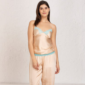 Plain satin Night suit with Robe Private Lives