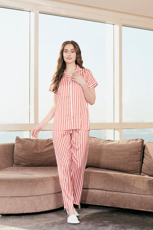 Classic Collar Night suit in stripe satin Private Lives