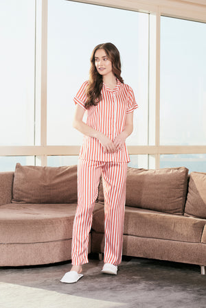 Classic Collar Night suit in stripe satin Private Lives