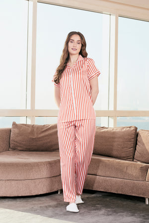 Classic Collar Night suit in stripe satin Private Lives