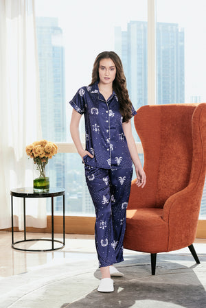 Digital print classic collar Nightsuit Private Lives