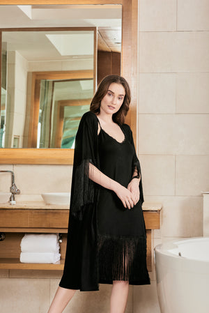 Classic black Nightgown set with String detail Private Lives