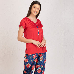 Satin Night suit with floral pyjama Private Lives