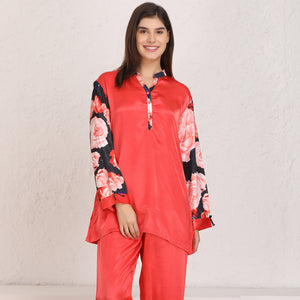 Satin Night suit with floral sleeves Private Lives