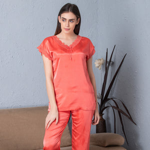 Coral Satin Night suit Private Lives