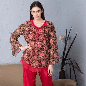 Floral Print Chiffon Night suit Private Lives