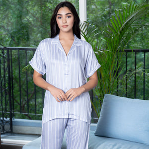 Classic collar nightsuit in stripe Private Lives