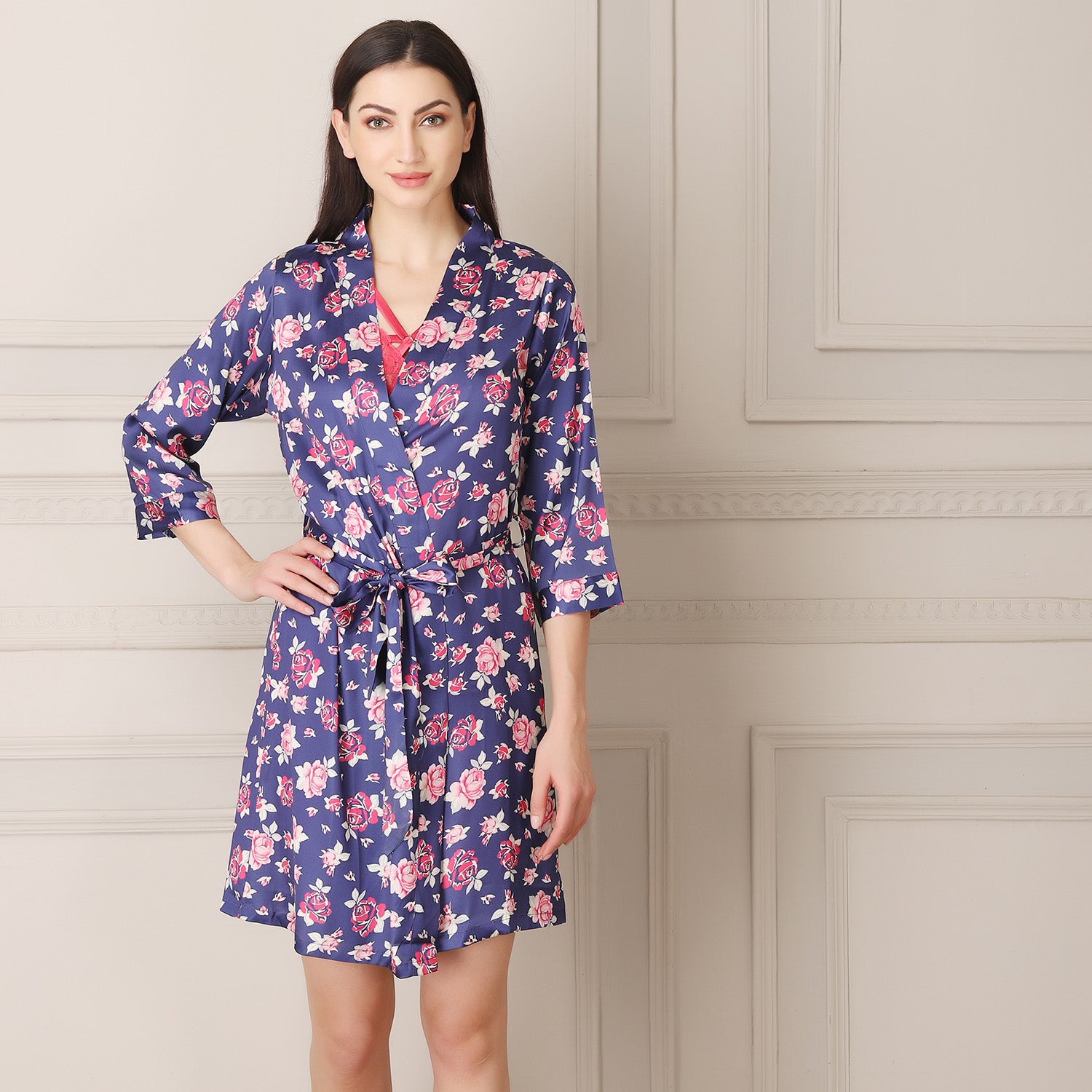 Short Nightgown set in printed satin Private Lives