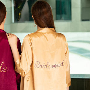 Bridemaid Robe in Satin Gold Color Private Lives