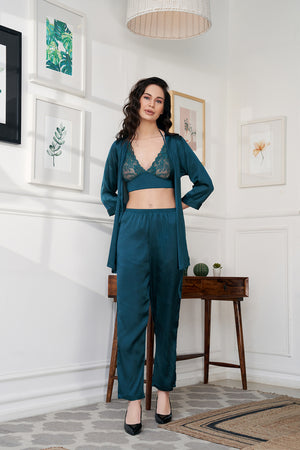 Satin Night suit with Bralet