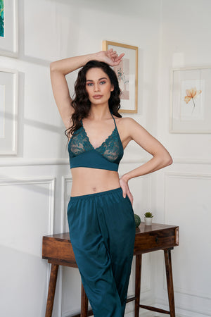Satin Night suit with Bralet