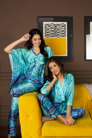 Satin Night suit with Printed Robe