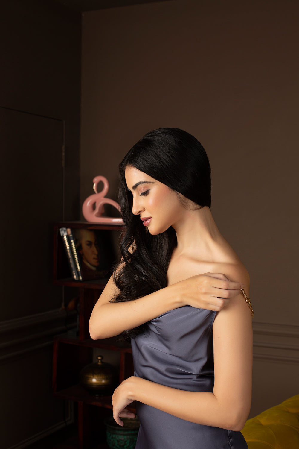 The Jenny O”Neal satin Slip with jewel straps