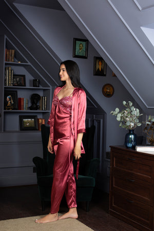 Satin Night suit with Robe