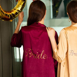 Bride Robe in Satin Wine Color Private Lives