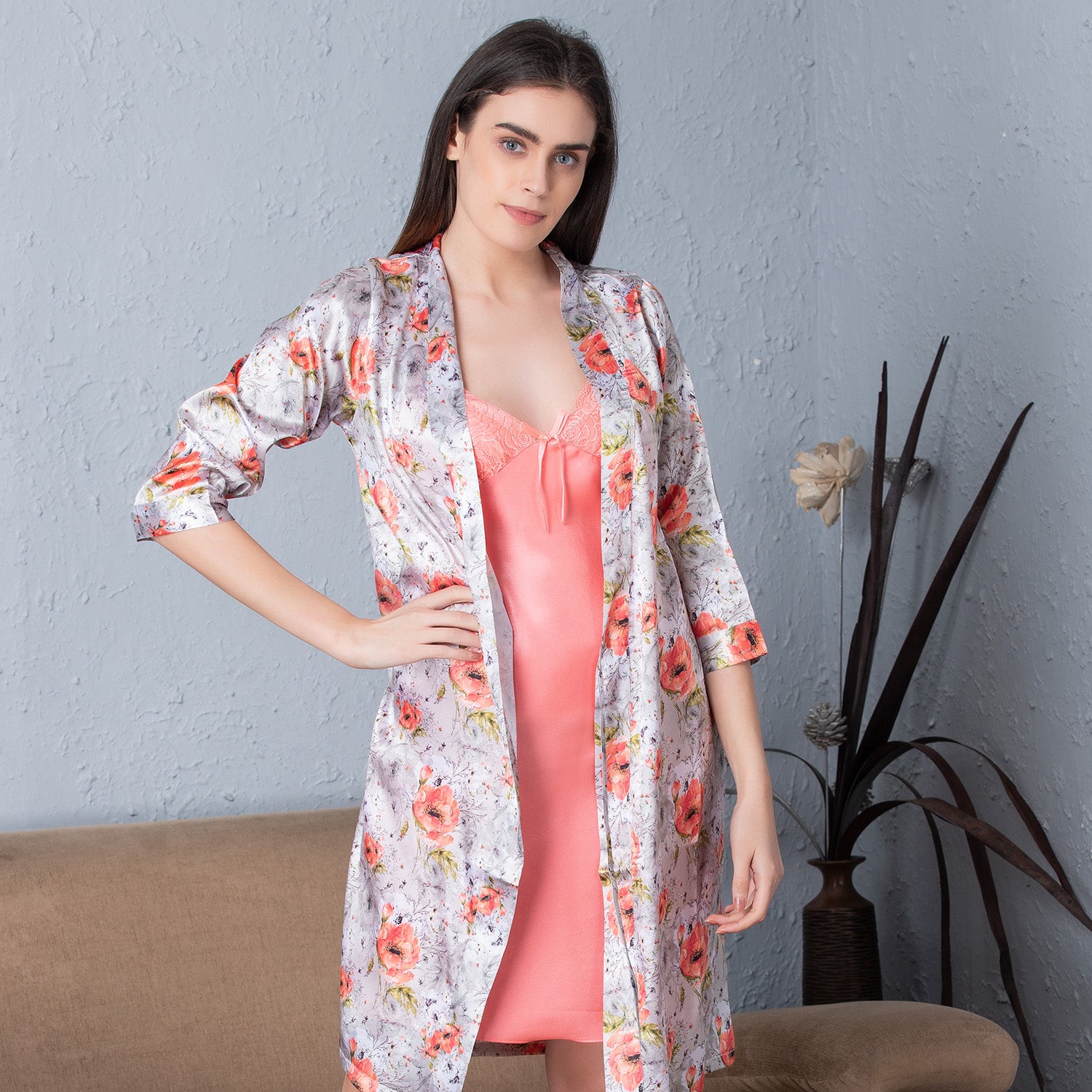Floral Satin Short Nightgown set Private Lives