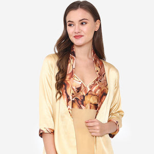 Gold Chiffon Night suit with Satin Robe Private Lives