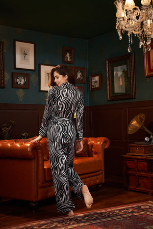 Black & White Stripe Satin Co-ord Set