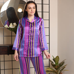 Satin Stripe classic collar Night suit Private Lives