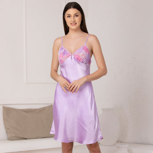 Plain satin Babydoll with chiffon robe Nightgown set Private Lives