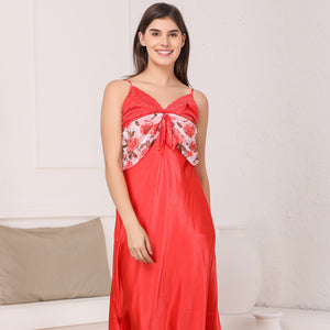 Print satin Red Nightgown set Private Lives